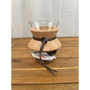 BODUM Pour Over Coffee Maker w Cork Sleeve & Leather Tie NWOB Mini 6" 17oz